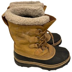Sorel Women’s 8 Caribou Winter Boots Waterproof Snow Work Tan Leather NL1005-280